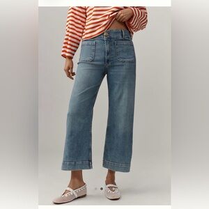 Maeve The Collette Crop Jean in Blue Algae Wash Size 28